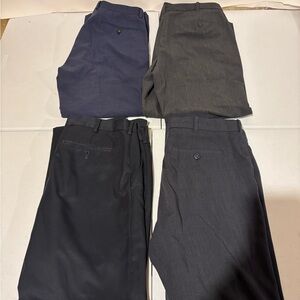 Lot Of 4 Men’s Size 34x32 Regular Fit Dress Pants Van Heusen Chaps Gray Black